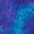 Swirling feathered scroll digital print cobalt blue turquoise blender fabric for feature quilts sashing and patchwork sewing projects