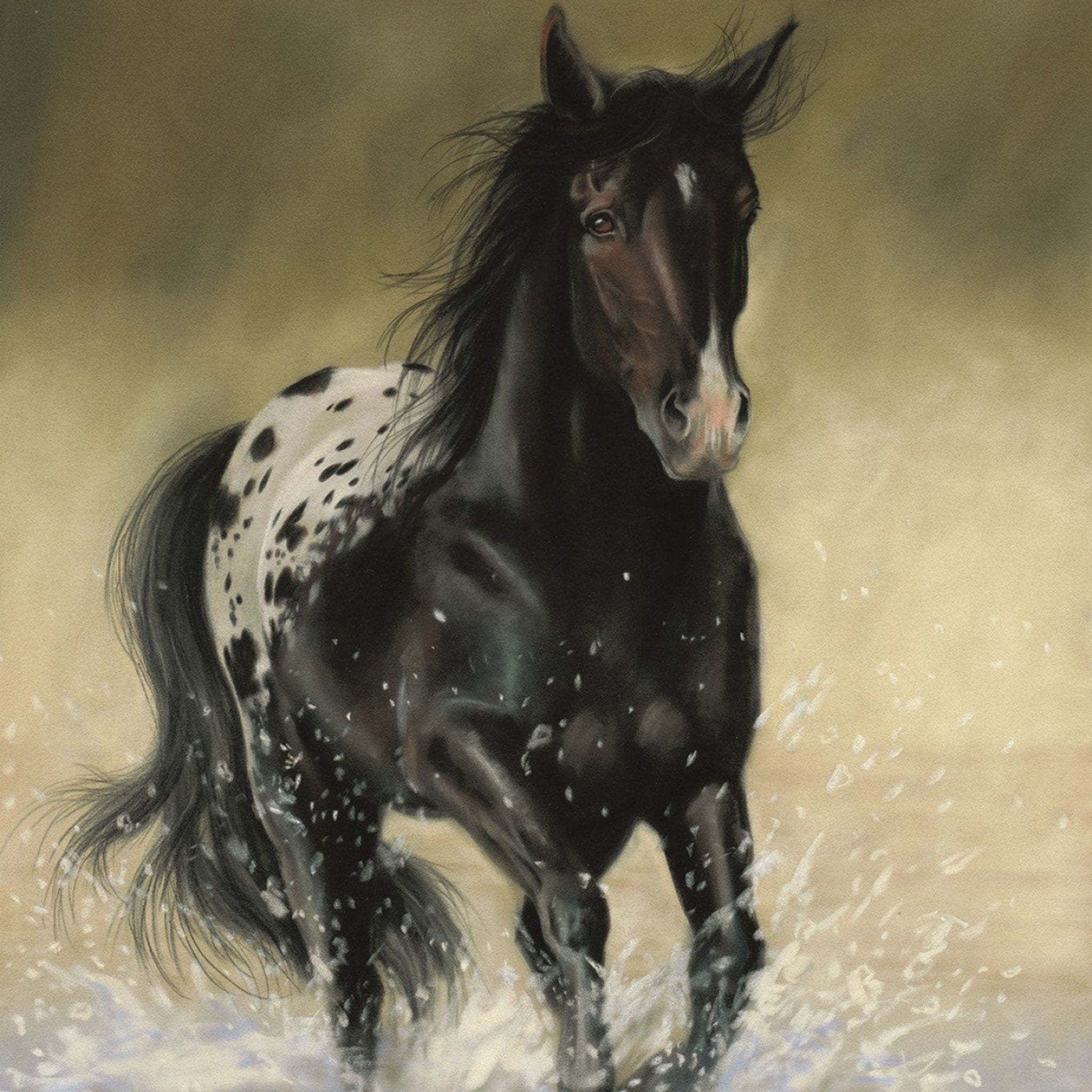 Horse panel digitally printed appaloosa wild horses fabric for cushion covers wall hangings and horse-themed projects