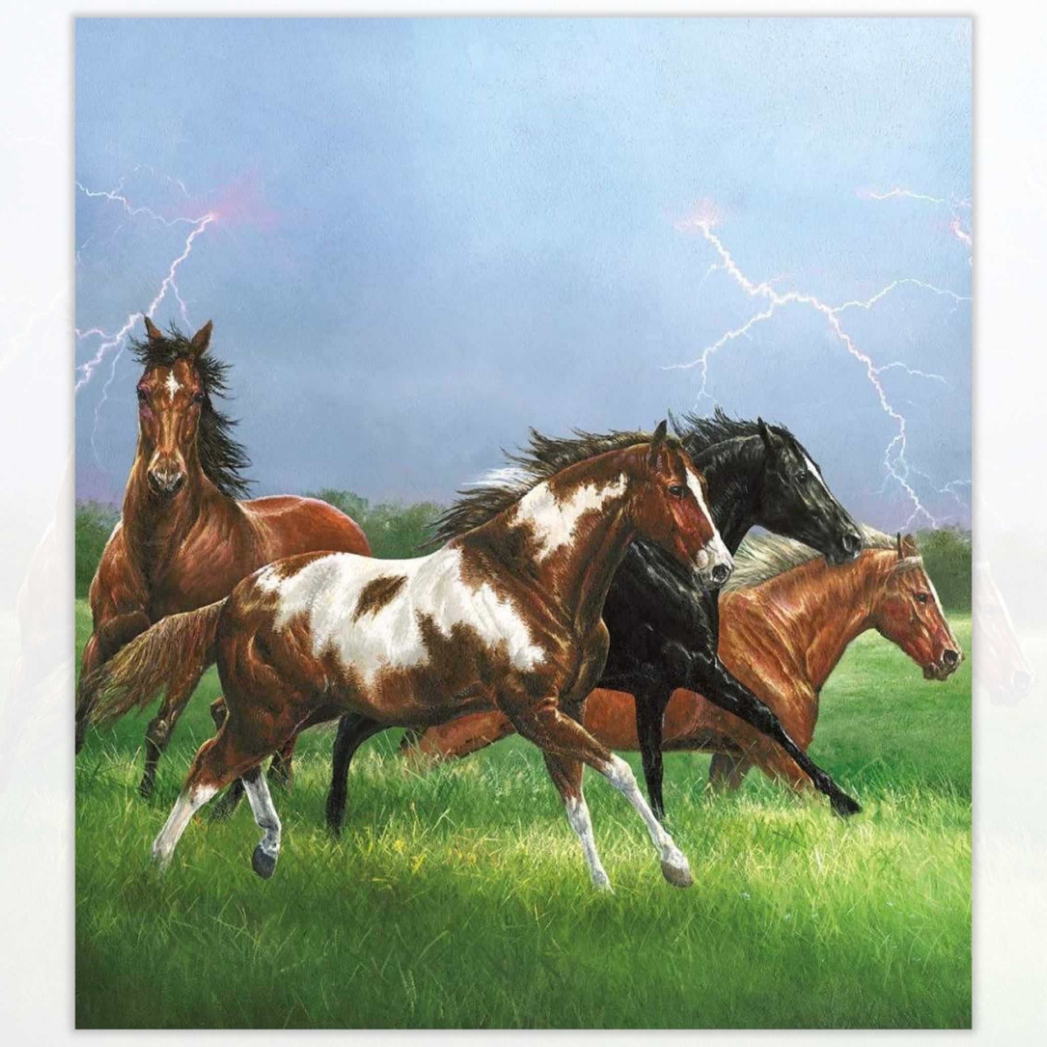 Horse panel digitally printed wild horses fabric for cushion covers wall hangings and horse-themed projects