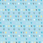 Colourful mixed hearts teal yellow lavender grey soft blue fabric for baby quilts nursery décor and kids patchwork projects