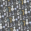 Bold numbers teal lavender gold white charcoal fabric for children's quilts baby quilts and nursery décor