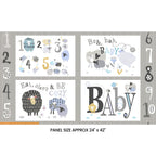 Bah Bah Baby four block panel grey counting sheep numbers nursery fabric for baby quilts and wall hangings
