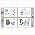 Bah Bah Baby four block panel grey counting sheep numbers nursery fabric for baby quilts and wall hangings