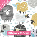 Patterned sheep gold grey charcoal teal novelty fabric for baby quilts children's quilts and nursery décor