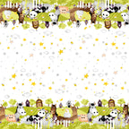 Barnyard Buddies double border white farm animals cow horse pig sheep stars clouds kids novelty quilting fabric baby quilts pillowcases nursery projects