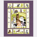 Barnyard Buddies quilt panel purple farm animals horse cow sheep pig donkey bird barn scene border strips vignette blocks kids novelty baby quilt gift