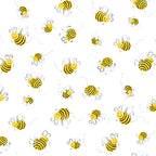 Barnyard Buddies Susy Bees smiley bumblebees yellow black white tossed novelty kids quilting fabric baby quilts nursery projects children's quilts