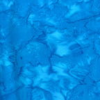 Vivid Bahama blue mottled batik blender fabric with sky blue and cobalt undertones for quilt backgrounds sashing and scrappy batik quilts