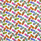 Colourful flip-flops white fabric with stripes polka dots for beach quilts, summer bags and patchwork sewing projects