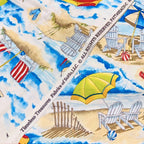 Beach Holiday chairs umbrellas selvedge Timeless Treasures Adirondack chairs beach umbrellas sand dunes beach balls coastal novelty quilting fabric