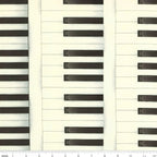 Piano keys vertical stripe novelty black white cream fabric vintage antique piano look for music quilts keyboard dust covers and musician gifts