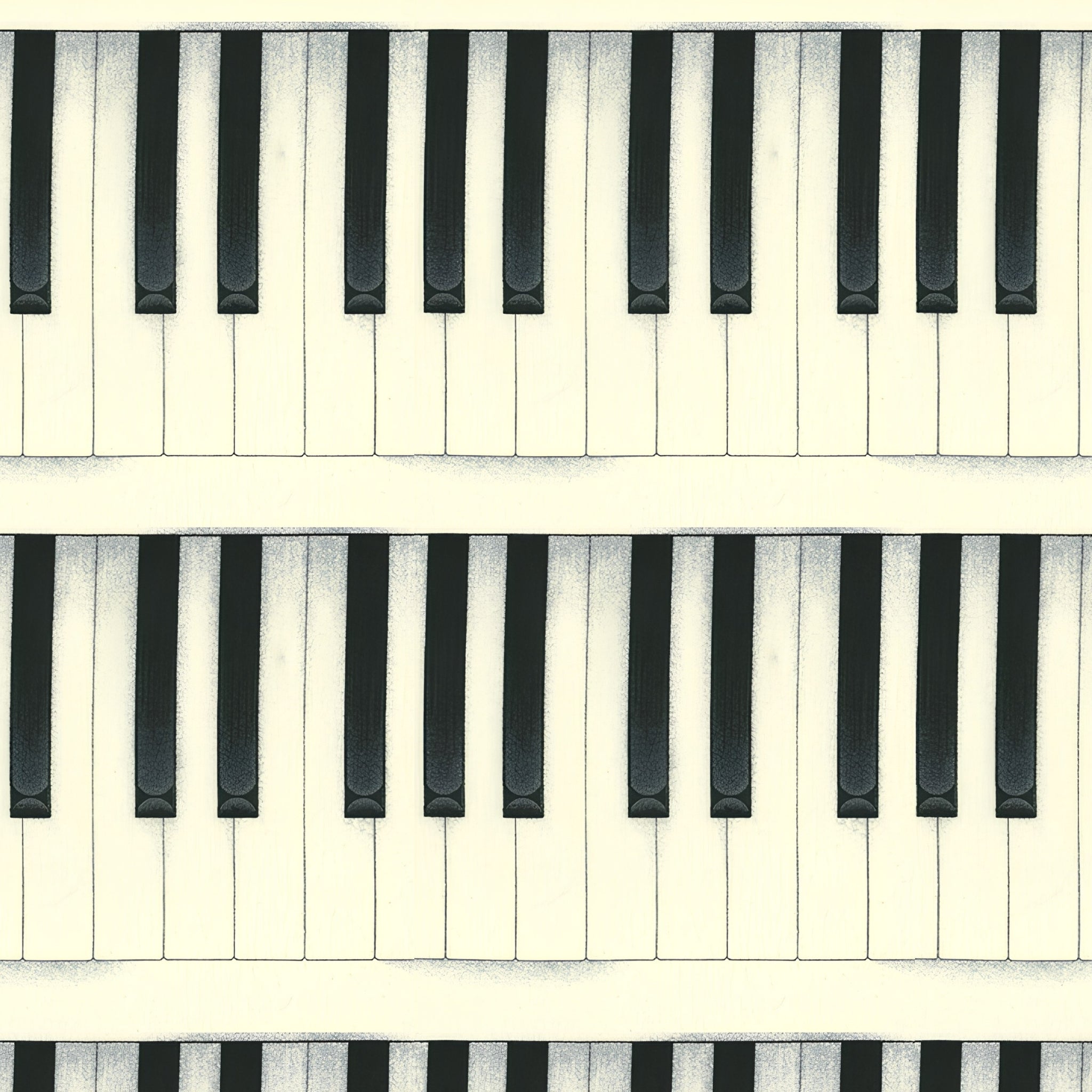 Piano keys vertical stripe novelty black white cream fabric vintage antique piano look for music quilts keyboard dust covers and musician gifts
