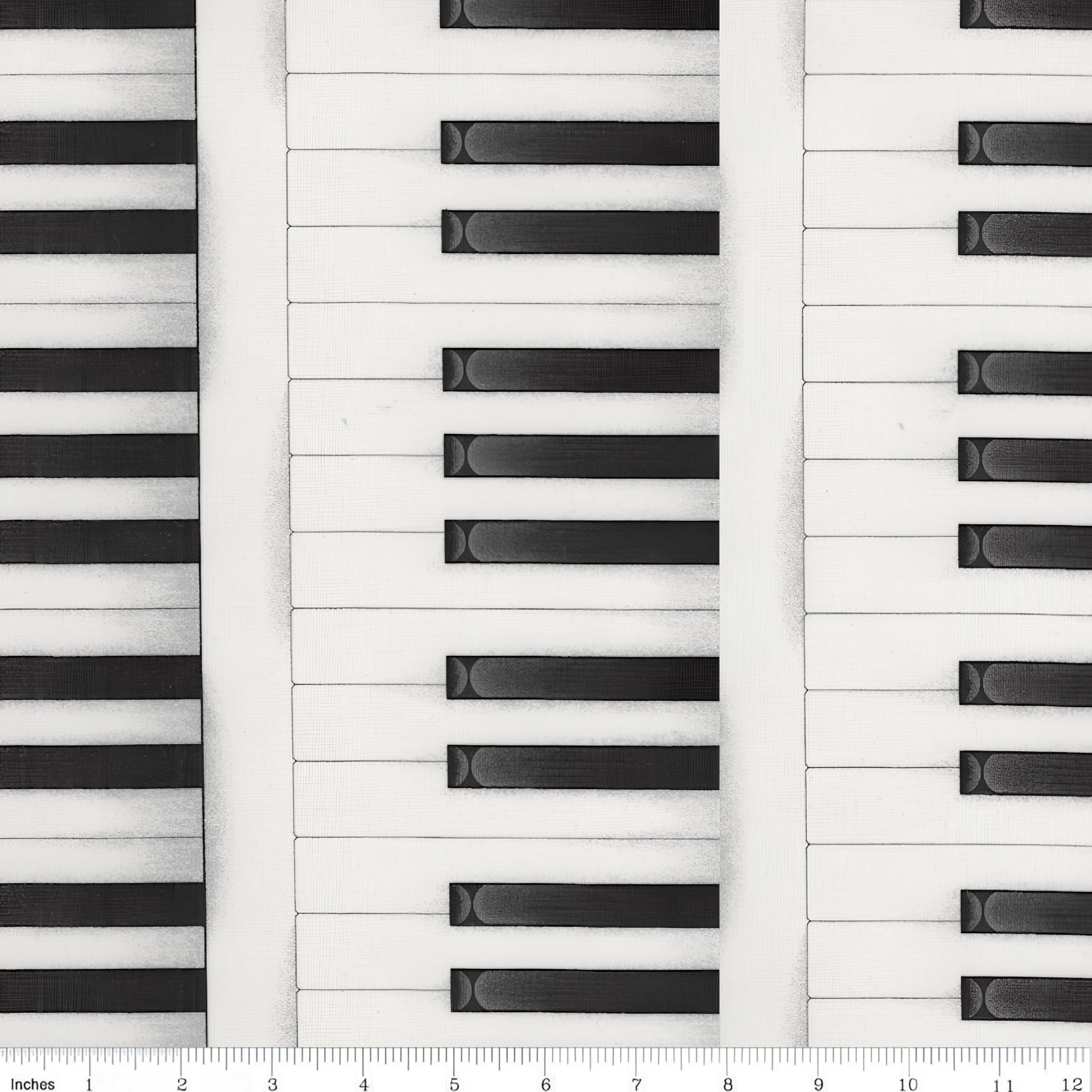 Piano keys vertical stripe novelty black white ivory fabric modern keyboard look for music quilts keyboard dust covers and musician gifts