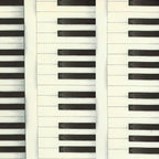 Piano keys vertical stripe novelty black white cream fabric vintage antique piano look for music quilts keyboard dust covers and musician gifts