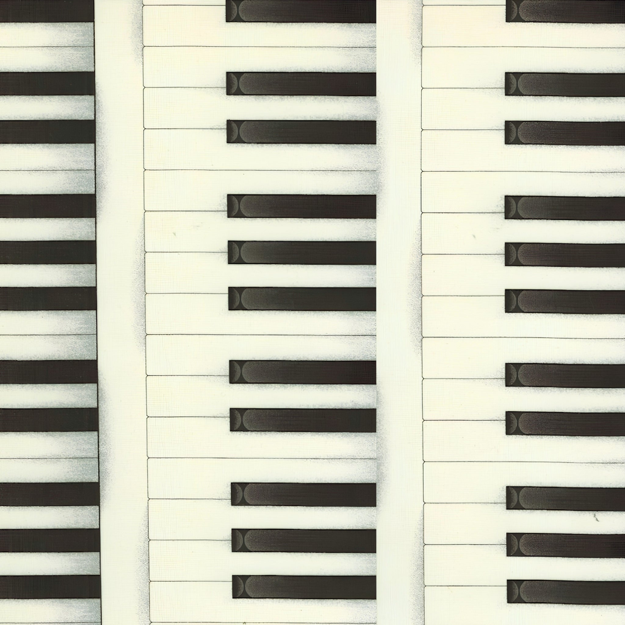 Piano keys vertical stripe novelty black white cream fabric vintage antique piano look for music quilts keyboard dust covers and musician gifts