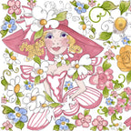 Novelty fashion belle pink hat tutu floral applique panel fabric for girls quilts wall hangings and fashion sewing projects Loralie Harris Designs