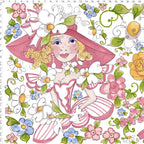Novelty fashion belle pink hat tutu floral applique panel fabric for girls quilts wall hangings and fashion sewing projects Loralie Harris Designs