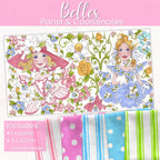 Belles Spring Theatrics novelty applique panel pink blue coordinates bundle Loralie Harris Designs fabric for fashion quilts wall hangings and gifts