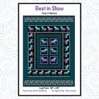 Best in Show quilt pattern 66" x 90" with purple and turquoise horses in striped and framed blocks