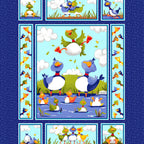 Bill Bob duck characters blue novelty panel kids quilting fabric children's quilts nursery wall hangings baby gifts
