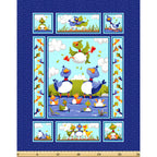 Bill Bob duck characters blue novelty panel kids quilting fabric children's quilts nursery wall hangings baby gifts