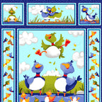 Bill Bob duck characters blue novelty panel kids quilting fabric children's quilts nursery wall hangings baby gifts