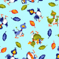 Bill Bob tossed ducks aqua multi novelty kids quilting fabric children's quilts baby nursery sewing projects