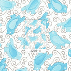 Turquoise and aqua birds with brown swirls on white quilting fabric for patchwork quilt blocks cushion covers zip pouches and gifts for bird lovers