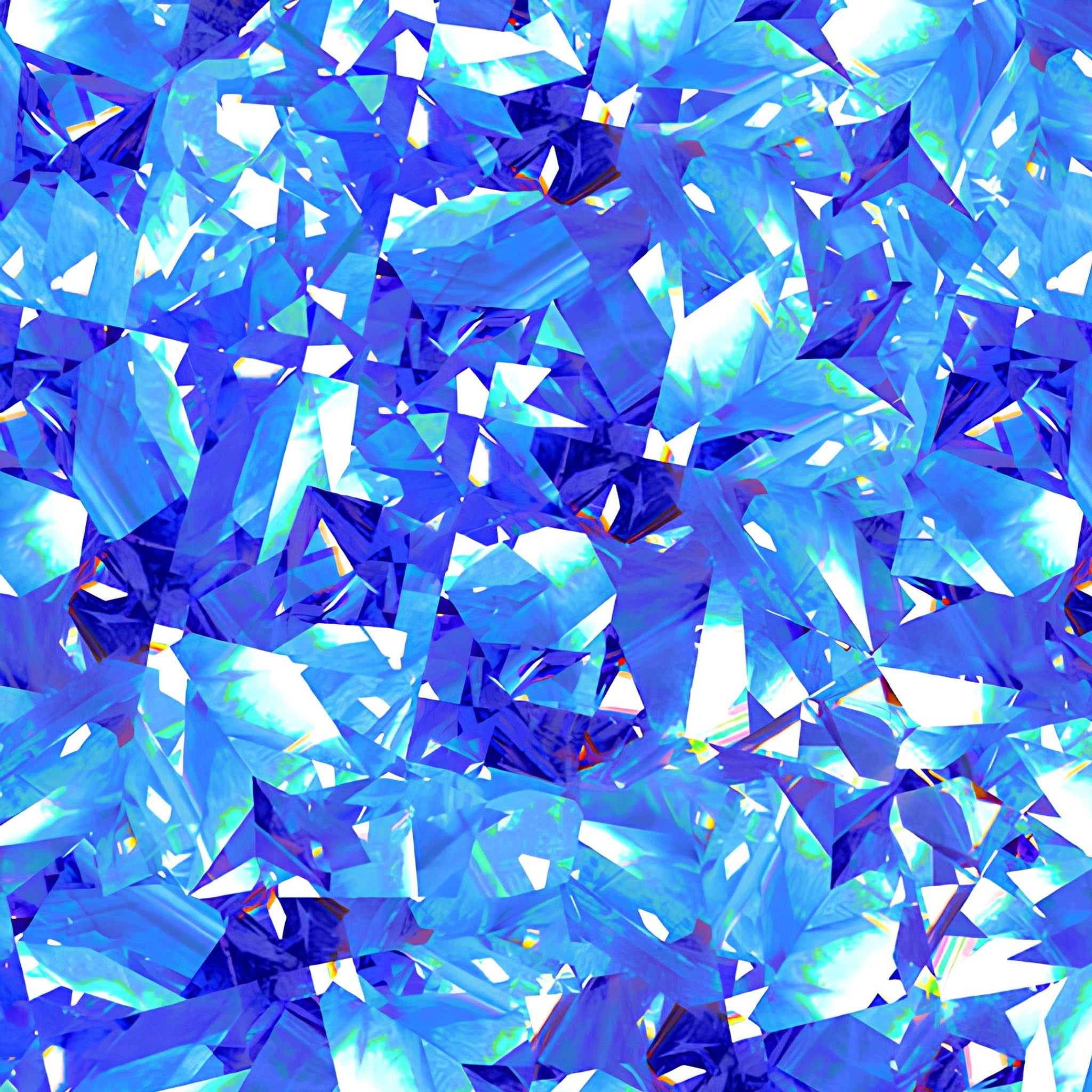 Dazzling gemstone crystal print cobalt blue aqua fabric for jewel-toned quilts statement bags and birthday gifts patchwork projects