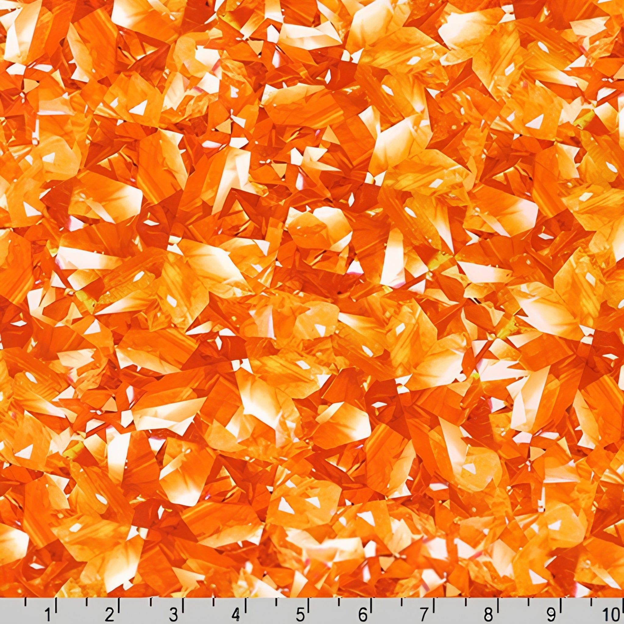 Dazzling gemstone crystal print amber orange gold fabric for jewel-toned quilts statement bags and birthday gifts patchwork projects
