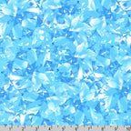 Dazzling gemstone crystal print aquamarine turquoise blue fabric for jewel-toned quilts statement bags and birthday gifts patchwork projects