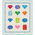 Birthstones Jewels quilt pattern Robert Kaufman gemstone heart diamond shapes all colourways jewel-toned patchwork project idea