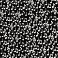 Tossed music notes quavers treble g clefs eighth notes white black novelty music fabric for music lovers quilts teacher gifts bags and patchwork sewing