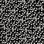 Tossed music notes quavers treble g clefs eighth notes white black novelty music fabric for music lovers quilts teacher gifts bags and patchwork sewing
