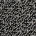 Tossed music notes quavers treble g clefs eighth notes white black novelty music fabric for music lovers quilts teacher gifts bags and patchwork sewing