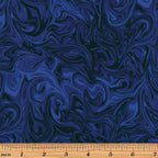 Swirling marbled navy cobalt blue blender fabric for ocean nautical celestial quilts backgrounds sashing and patchwork projects