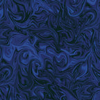 Marbled swirls in blue and black fabric for modern quilts and patchwork sewing projects