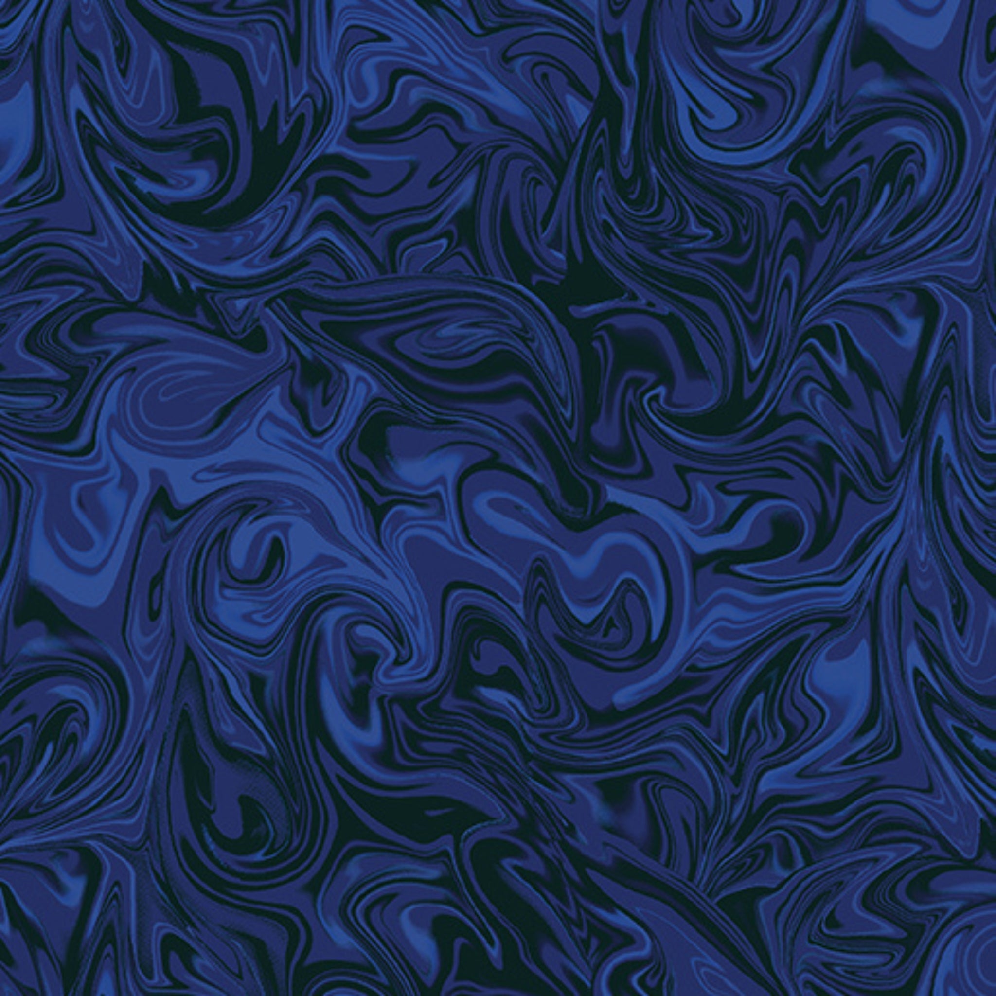 Marbled swirls in blue and black fabric for modern quilts and patchwork sewing projects