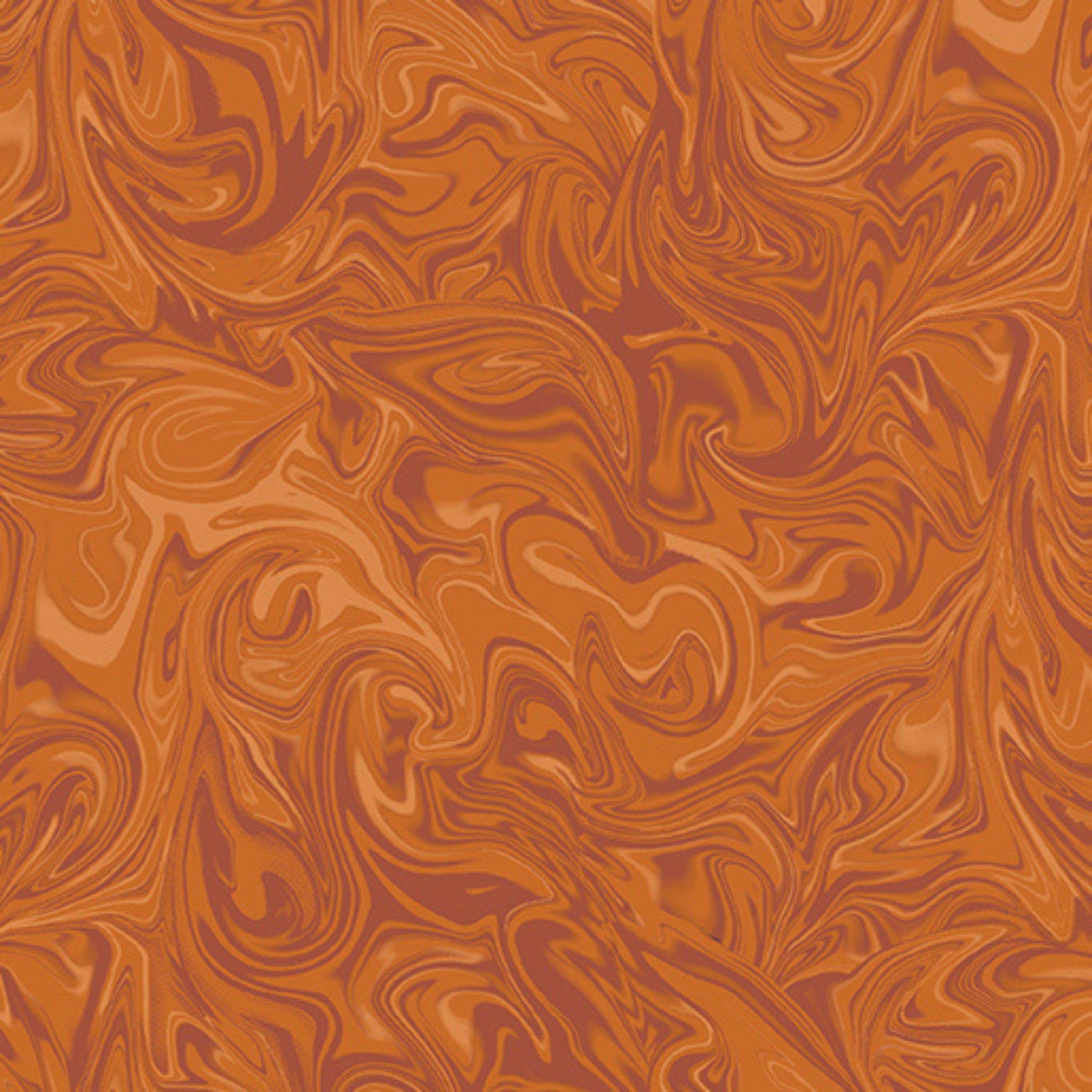 Swirling marbled burnt orange rust blender fabric for autumn desert quilts backgrounds sashing and patchwork projects