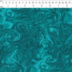 Swirling marbled teal turquoise blender fabric for ocean beach quilts backgrounds sashing and patchwork projects