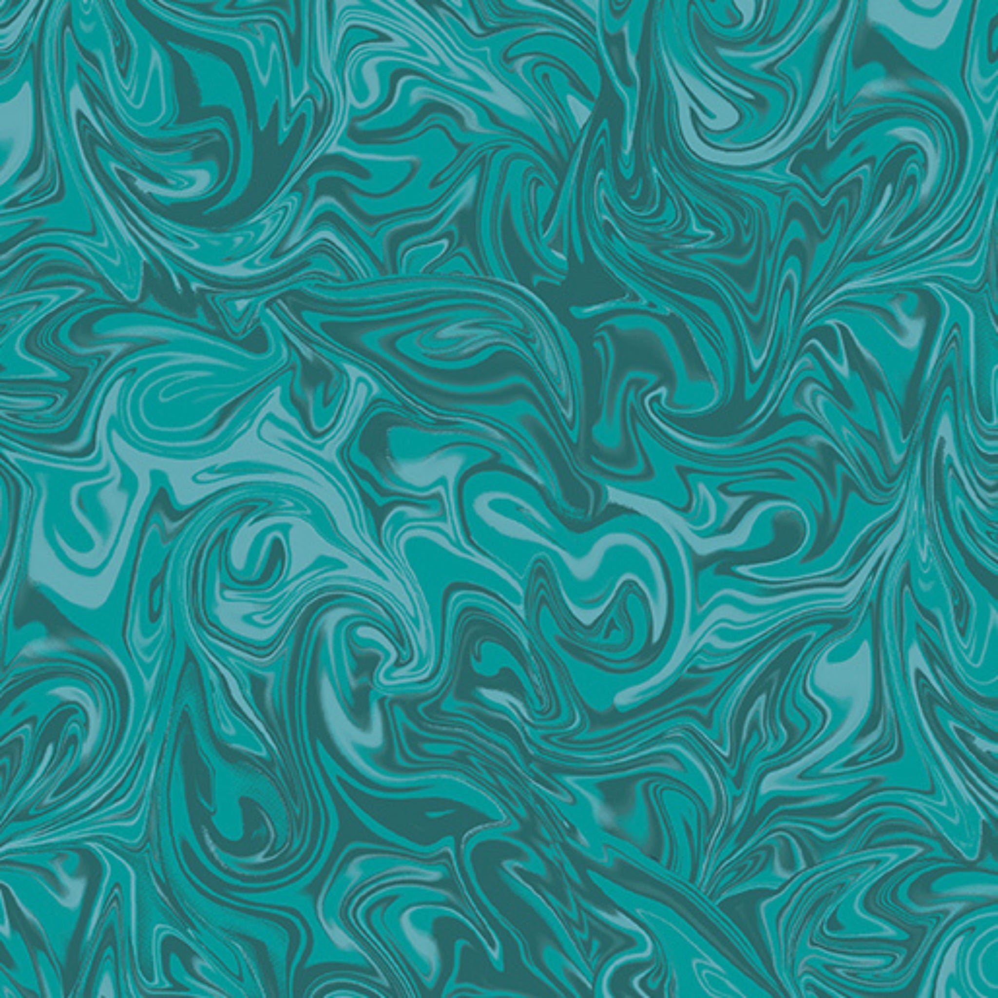 Marbled swirls in turquoise and teal fabric for modern quilts and patchwork sewing projects