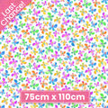 Novelty multicolour butterflies tossed white fabric for children's quilts and kids novelty patchwork projects