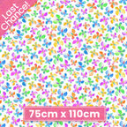 Novelty multicolour butterflies tossed white fabric for children's quilts and kids novelty patchwork projects