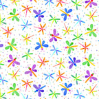 Novelty multicolour dragonflies tossed white fabric for children's quilts and kids novelty patchwork projects