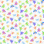 Novelty multicolour dragonflies tossed white fabric for children's quilts and kids novelty patchwork projects
