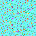 Novelty mixed insects butterflies dragonflies beetles ladybirds multicolour aqua blue fabric for children's quilts and kids novelty patchwork projects