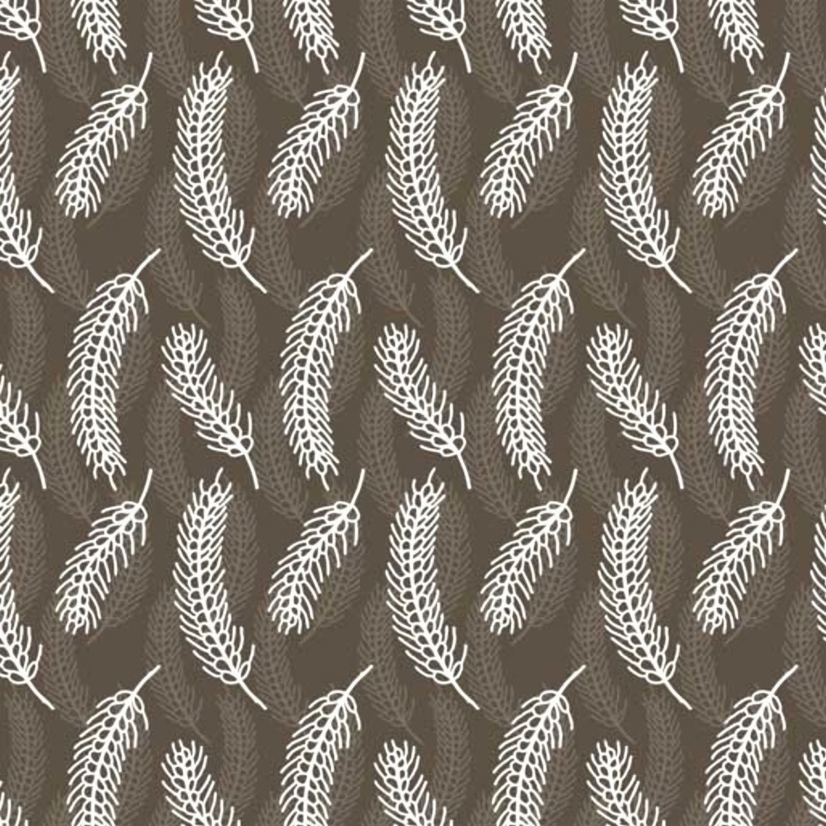 White and tonal brown wheat stalks on warm brown Australian farm fabric for country quilts rustic home decor and rural sewing projects
