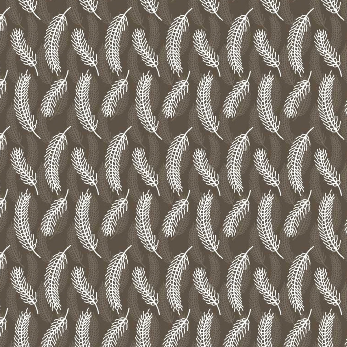 White and tonal brown wheat stalks on warm brown Australian farm fabric for country quilts rustic home decor and rural sewing projects