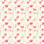 Watercolour gum blossoms pink red on cream quilting cotton with sage green gum leaves Australian native floral fabric for quilts cushion covers and sewing projects