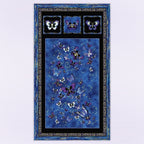 Butterfly panel royal blue purple gold quilting patchwork fabric